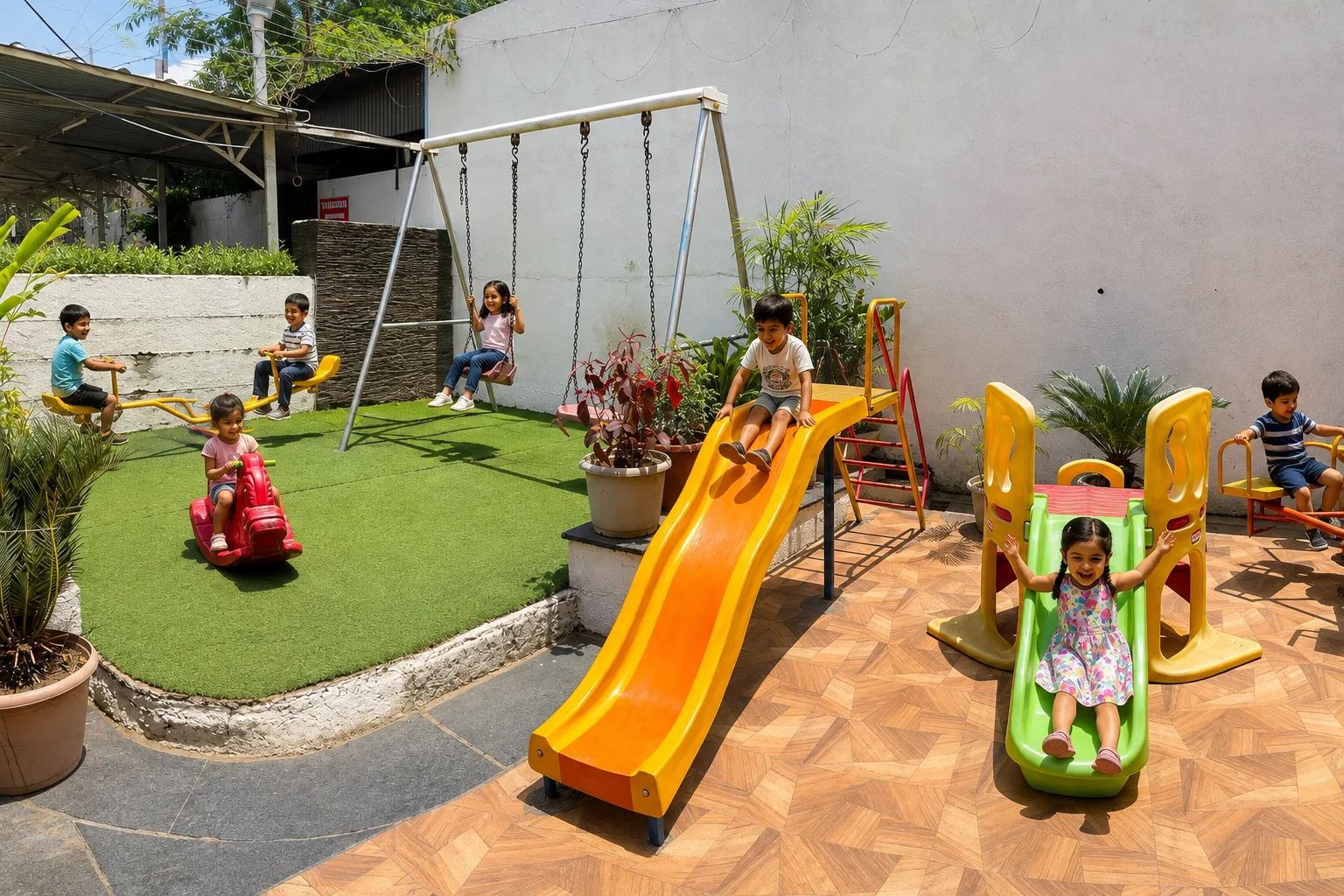 Children play area and garden at Hotel Sangram Palace