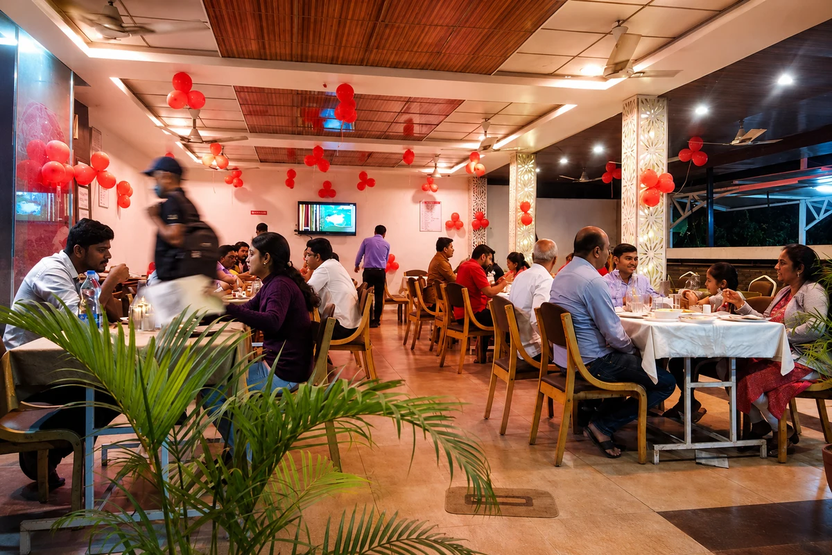 Family restaurant dining at Hotel Sangram Palace